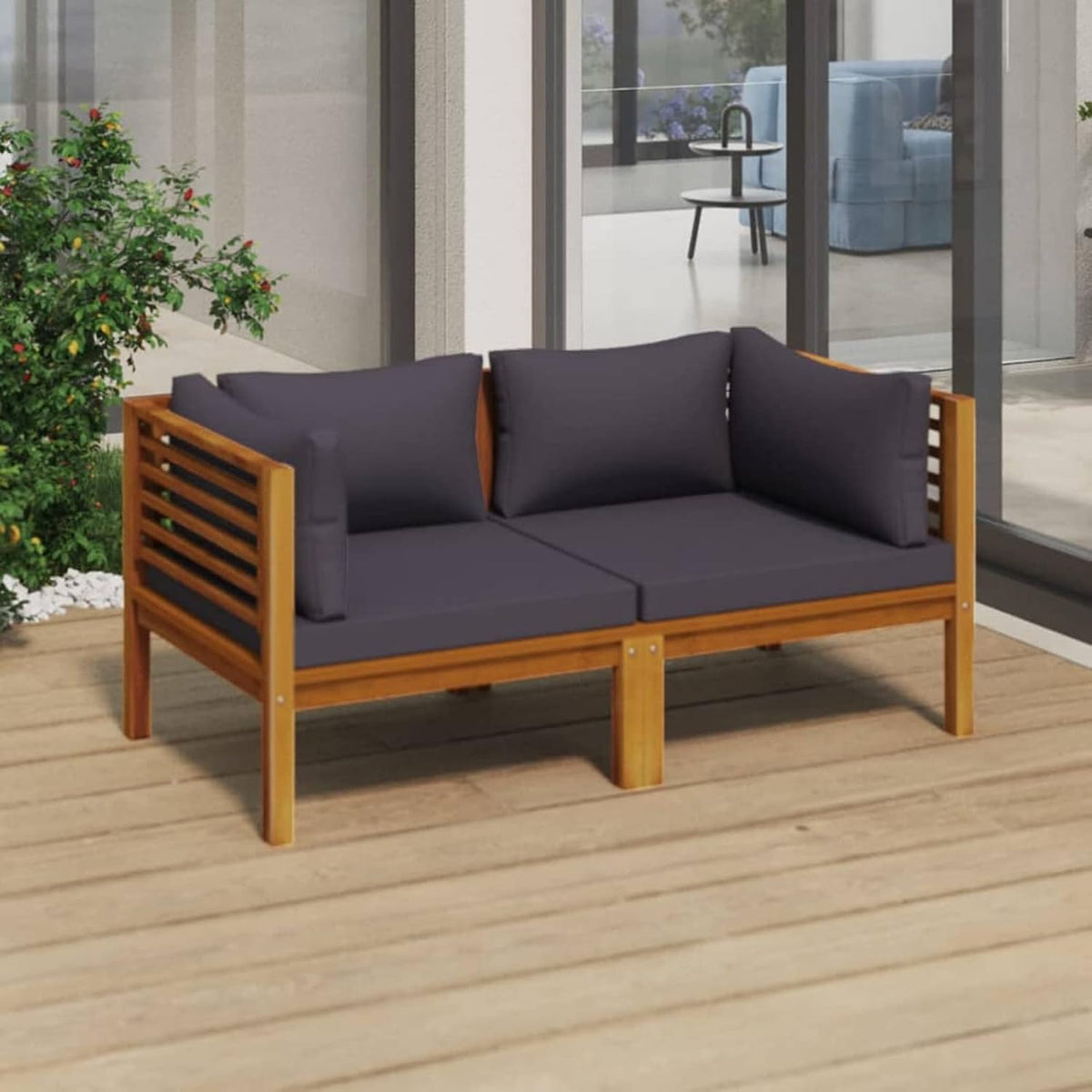 Sofa, Gecheer, 65 x 65 x 35 cm, Beżowy/Brązowy, lite drewno, 2-osobowa, modułowa konstrukcja, odporność na warunki atmosferyczne