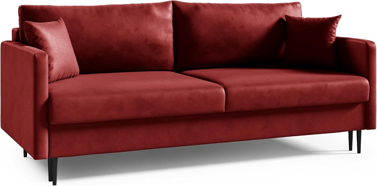 Sofa, LIKMA, 209x93x92 cm, Czerwony, aksamit, funkcja spania