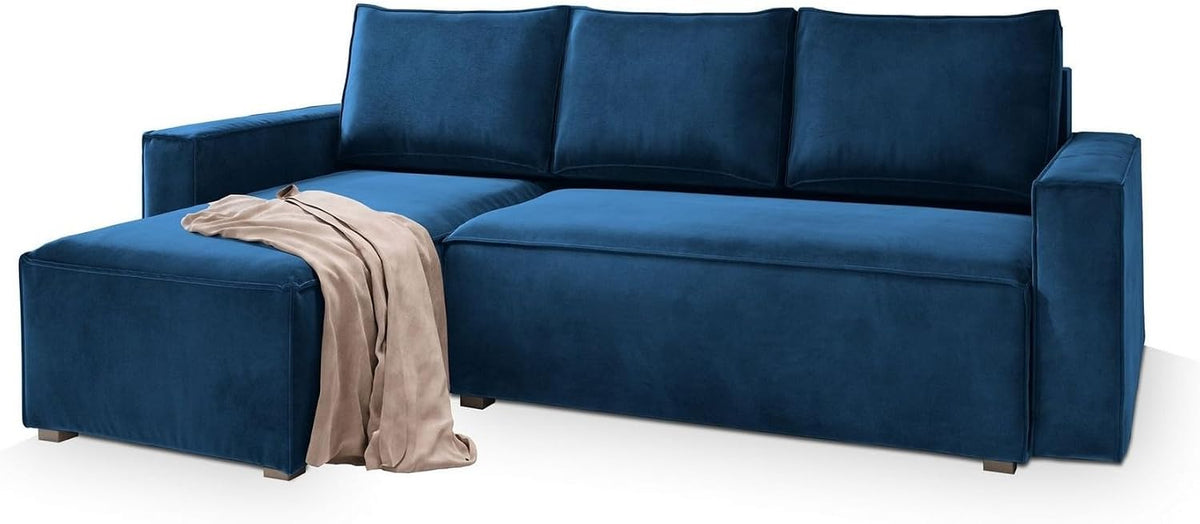 Sofa rozkładana, Masseno, 130x200 cm, Niebieski, płyta wiórowa, funkcja spania, miejsce do przechowywania