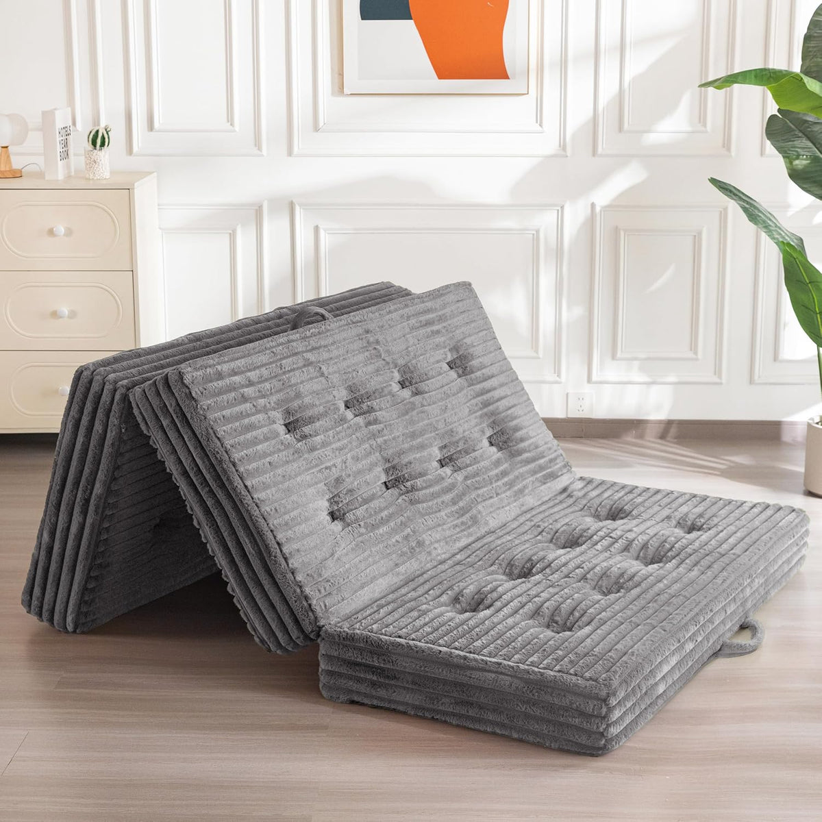 Sofa, MAXYOYO, 15 cm, Szary/Biały, składana konstrukcja