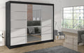 ML Furniture Ltd, Szafa do sypialni, 200 x 215 x 58 cm, Czarny/Biały, oświetlenie LED
