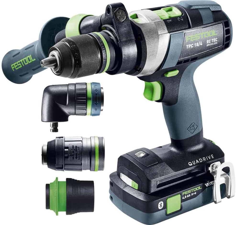 Wiertarki i wkrętaki, FESTOOL-577622, Festool, 1,30 kg, 18,00 V, 13 mm, Czarny/Niebieski/Zielony, metal, Bluetooth