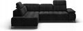 Sofa narożna, DomiMeble, 198 x 88 cm, Czarny, regulowane podłokietniki
