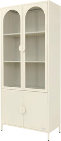 ML DESIGN modern living, Witryny szklane, 80x185x40 cm, 20 kg, Beżowy/Biały, stal malowana proszkowo, miejsce do przechowywania, regulowana wysokość