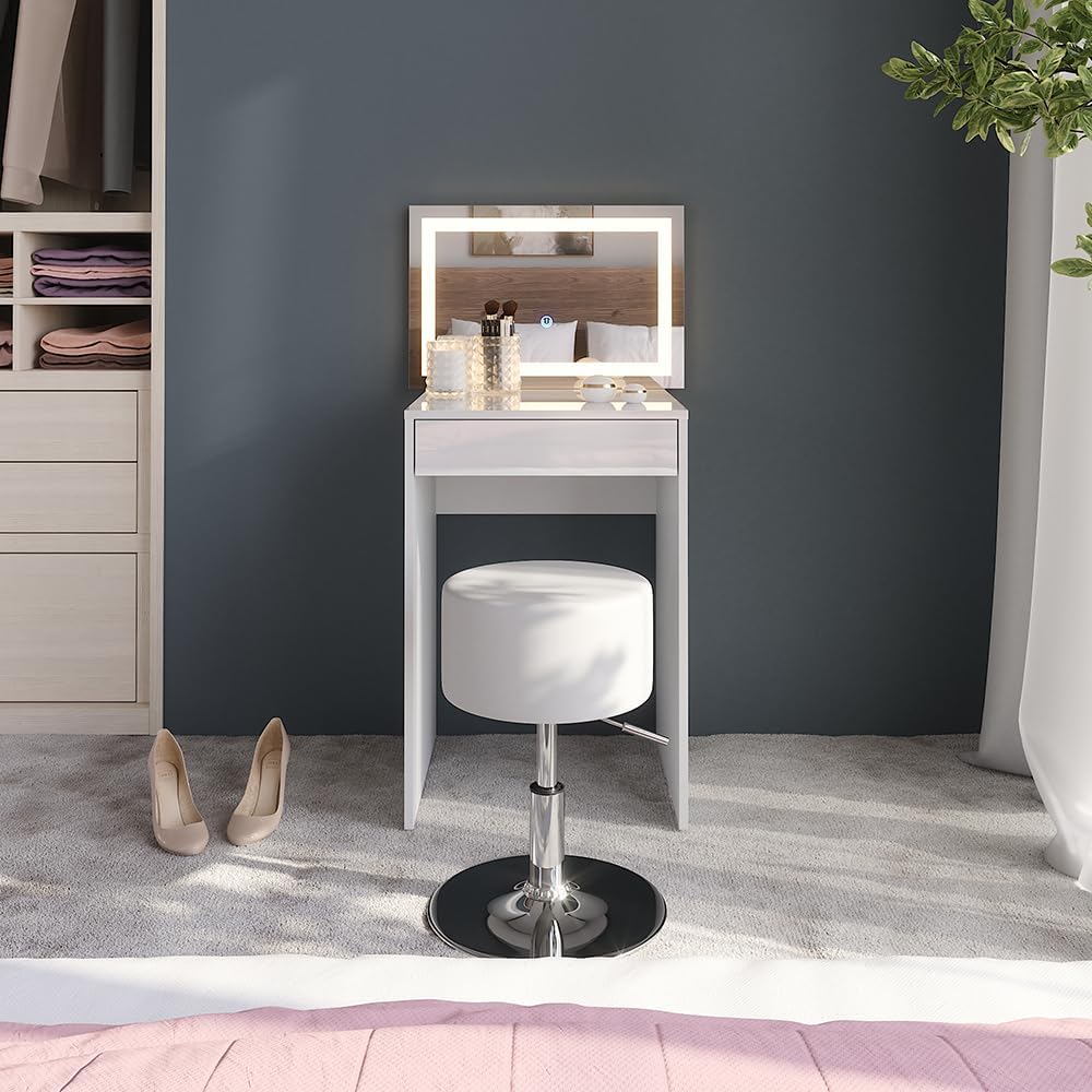 Stół, Vicco, 51.4 cm, Biały, płyta wiórowa, oświetlenie LED