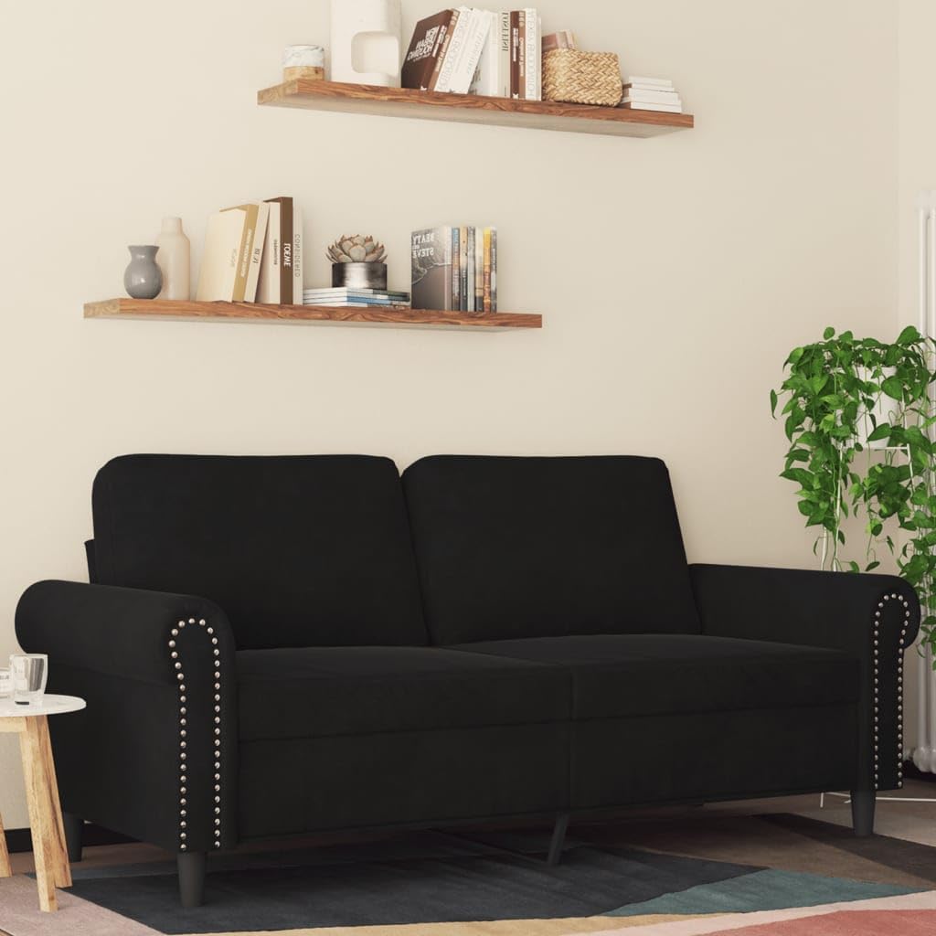 Sofa, LoogCape, 140 cm, Czarny, aksamit, 2-osobowa