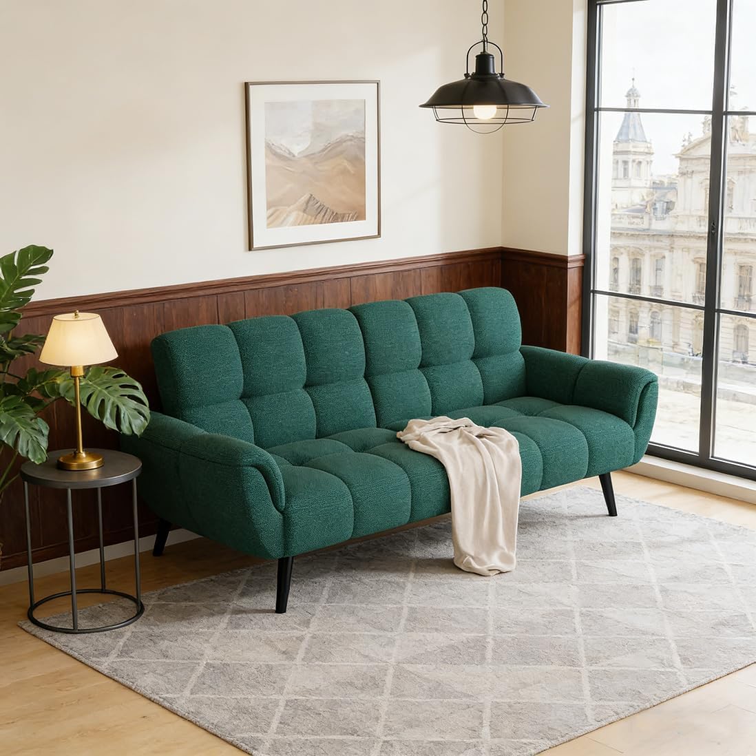 Sofa, JIEXI, 195 cm, 85 W, Żółty/Zielony