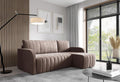 LIKMA, Sofa narożna, 224x145 cm, Brązowy, 3-Osobowy, funkcja spania