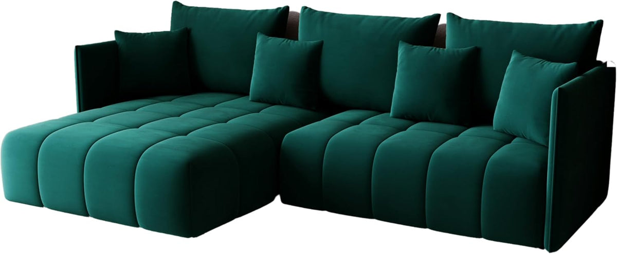 Sofa rozkładana, KP-Meble, 245 x 180 cm, Czarny/Niebieski, funkcja spania