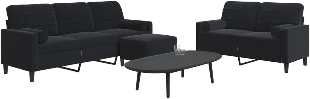 Sofa, YunCangg, 137 x 77 x 80 cm, Czarny, aksamit, 2-osobowej