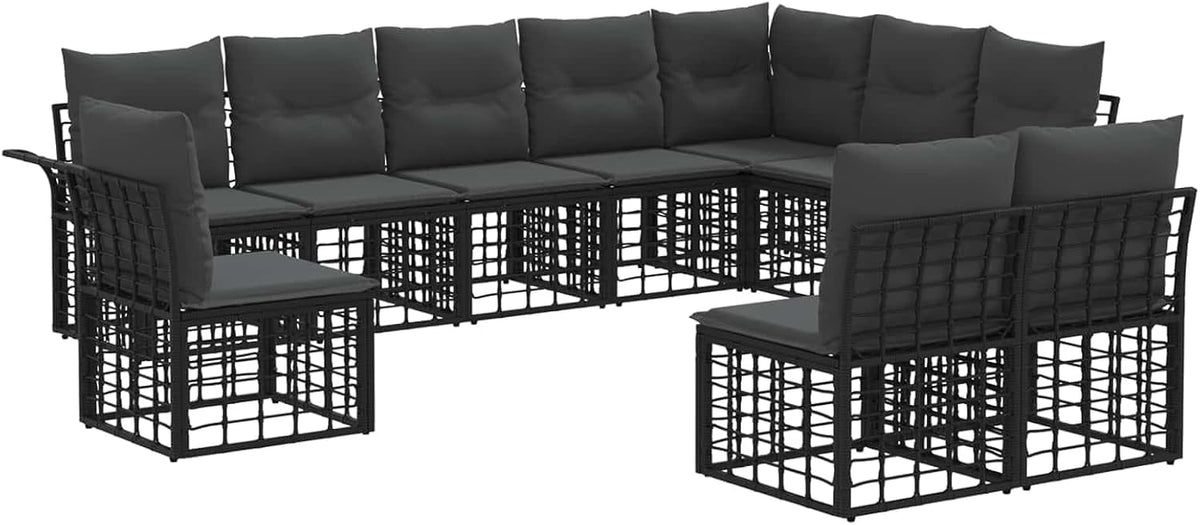 Sofa, vidaXL, 70,5 x 62 x 70 cm, 45 l, Czarny/Szary, polirattan, odporność na warunki atmosferyczne