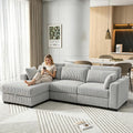 Sofa, YNYHTER, Szary, sztruks, 3-osobowa, modułowa konstrukcja