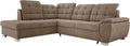DomiMeble, Sofa narożna, 258x212 cm, Brązowy/Beżowy, funkcja spania