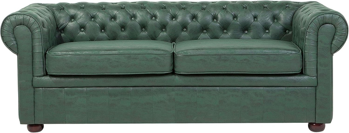 Sofa, Beliani, 147x57 cm, Zielony, skóra ekologiczna, 3-osobowa