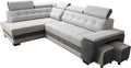 Robin, Sofa narożna, 200 x 126 cm, Srebrny/Antracytowy, funkcja spania
