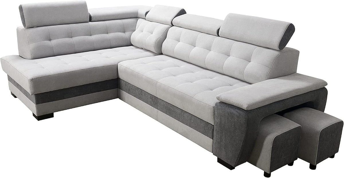 Robin, Sofa narożna, 200 x 126 cm, Srebrny/Antracytowy, funkcja spania