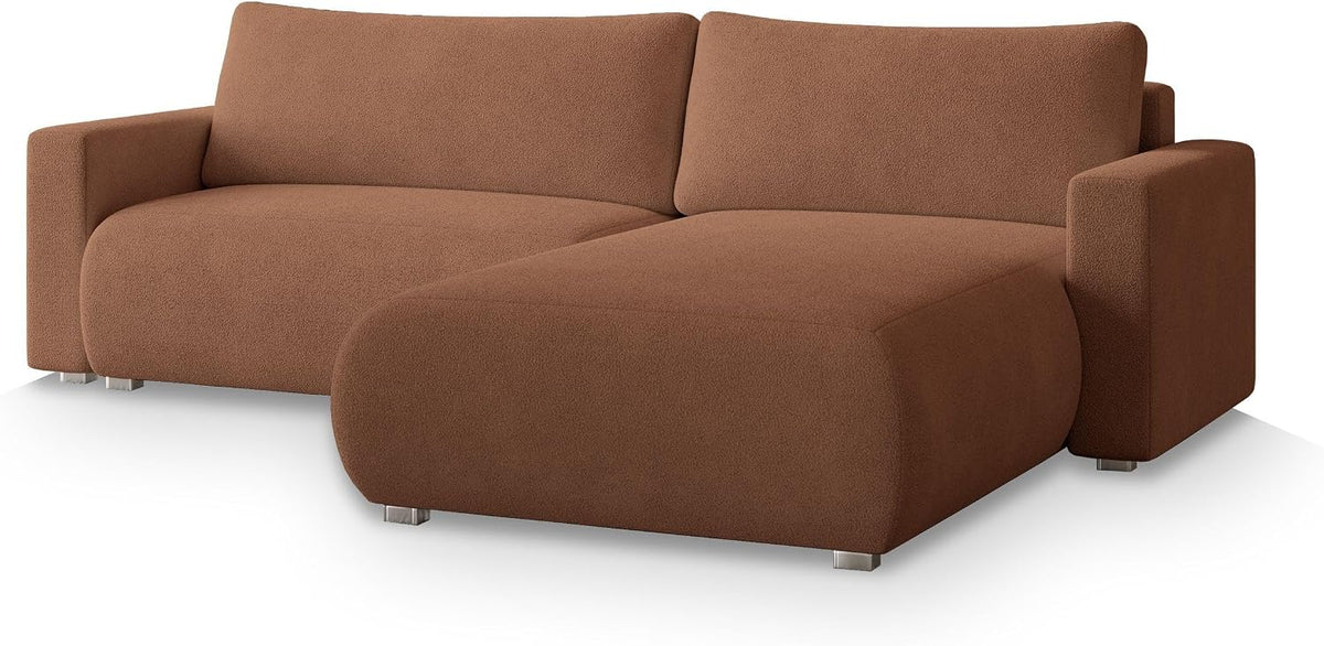 Sofa rozkładana, Masseno, 230x130 cm, Brązowy/Biały, płyta wiórowa, funkcja spania, miejsce do przechowywania