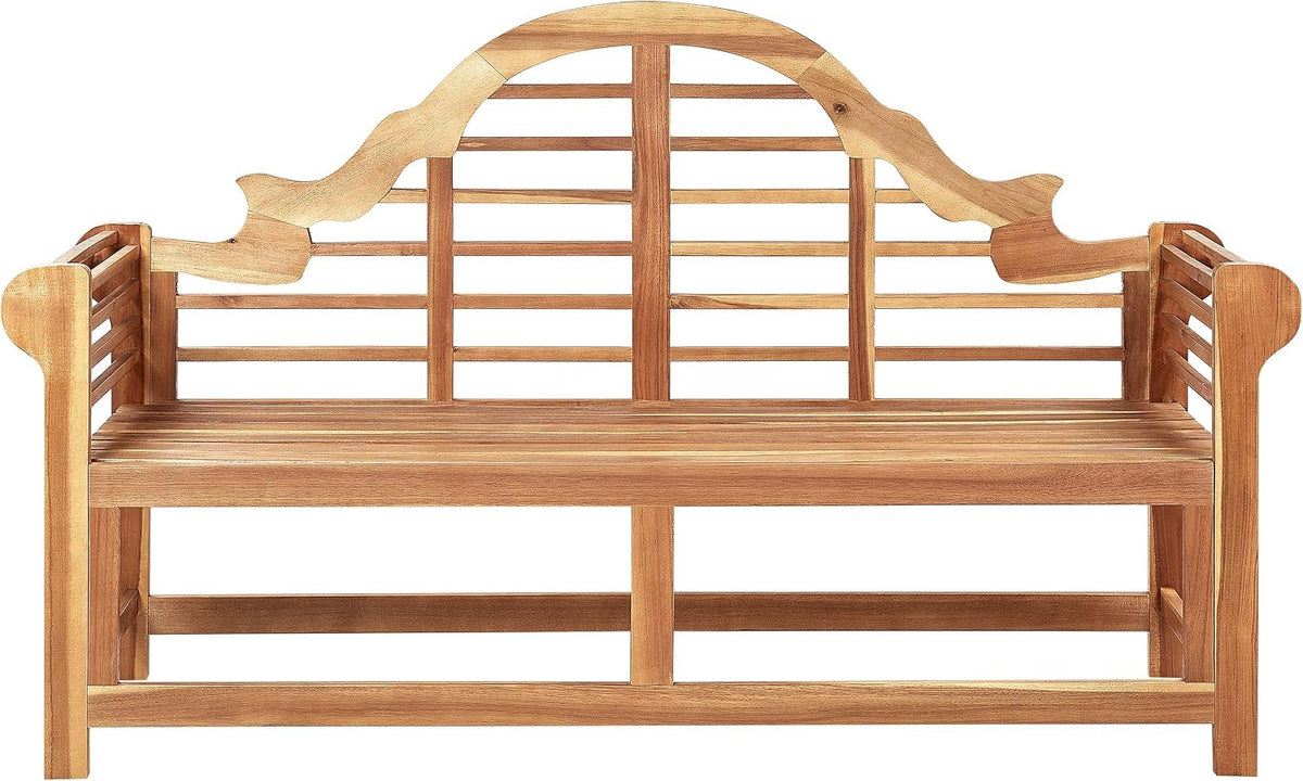 Beliani, Ławka, 196 cm, Brązowy, lite drewno, 3-osobowa