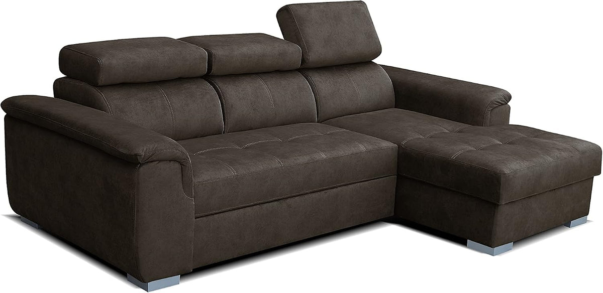 Robin, Sofa narożna, 190 x 125 cm, Srebrny, funkcja spania